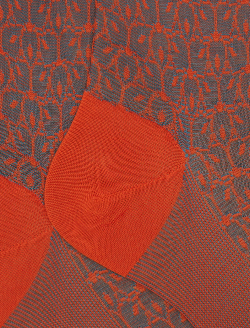 Men's orange short cotton socks with flower petals pattern - Short | Gallo 1927 - Official Online Shop