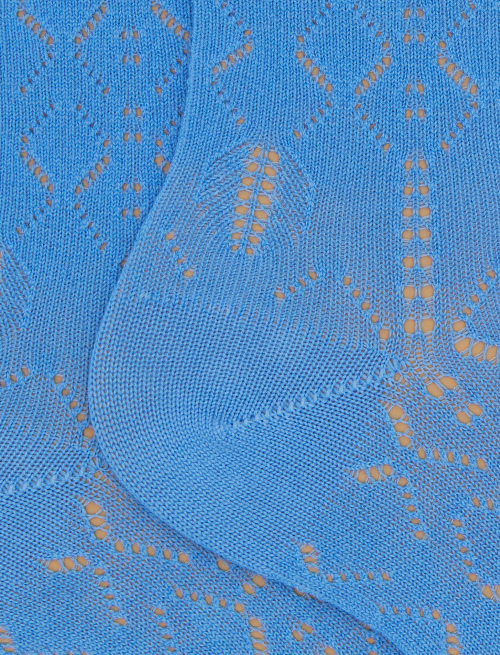 Women's light blue short cotton perforated socks with argyle pattern - Short | Gallo 1927 - Official Online Shop