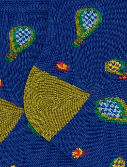 Calze cortissime bambino cotone fantasia racchette blu - Cortissime | Gallo 1927 - Official Online Shop