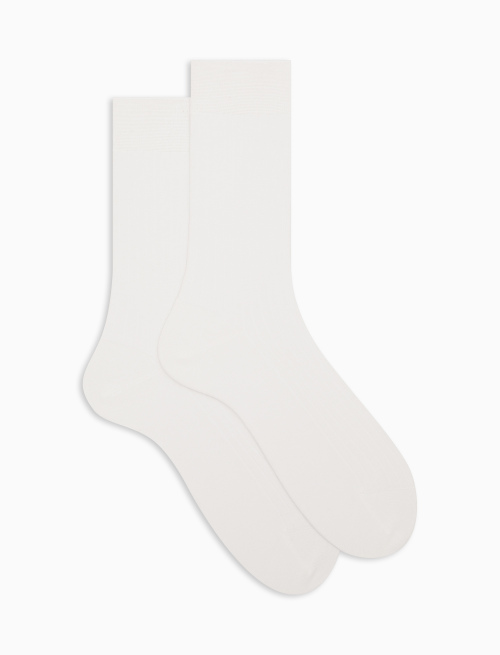 Men's white short cotton ribbed socks with solid color - TEST | Gallo 1927 - Official Online Shop