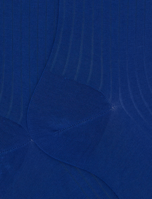 Men's blue short cotton ribbed socks with solid color - Short | Gallo 1927 - Official Online Shop