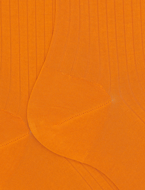Men's orange short cotton ribbed socks with solid color - Short | Gallo 1927 - Official Online Shop