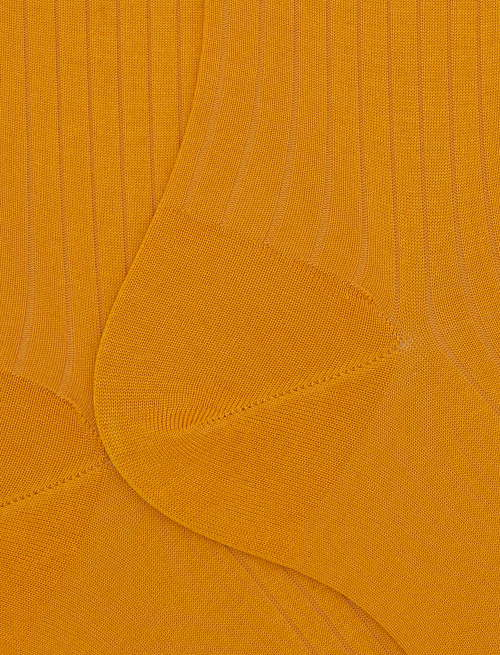 Men's yellow short cotton ribbed socks with solid color - Short | Gallo 1927 - Official Online Shop