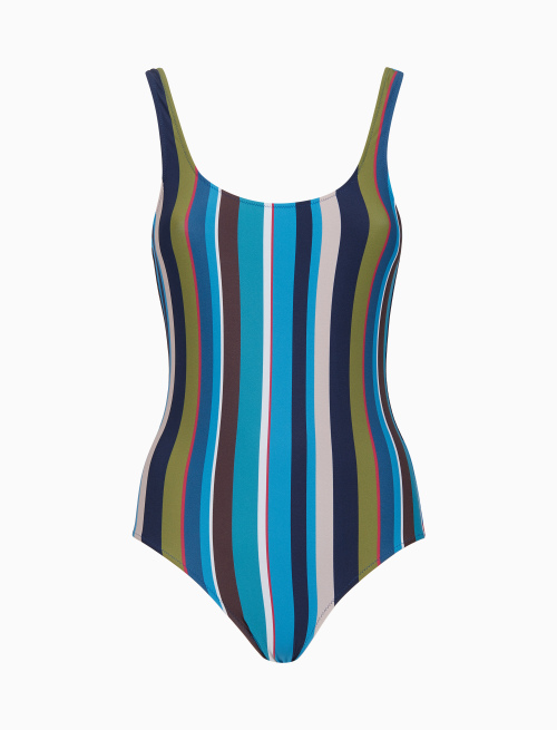 Costume intero donna righe multicolor blu - Beachwear | Gallo 1927 - Official Online Shop