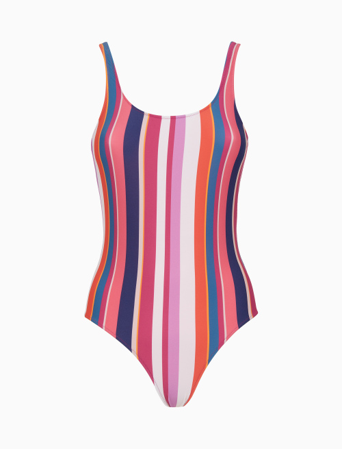 Costume intero donna righe multicolor bianco - Beachwear | Gallo 1927 - Official Online Shop