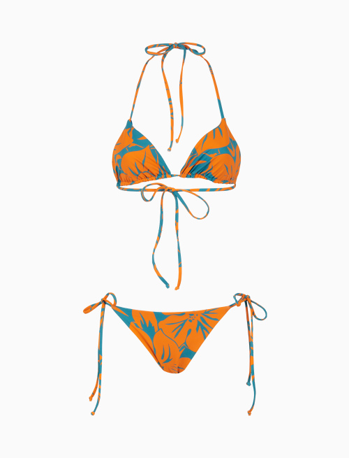 Bikini triangolo reversibile donna fantasia fiori arancio - Beachwear | Gallo 1927 - Official Online Shop