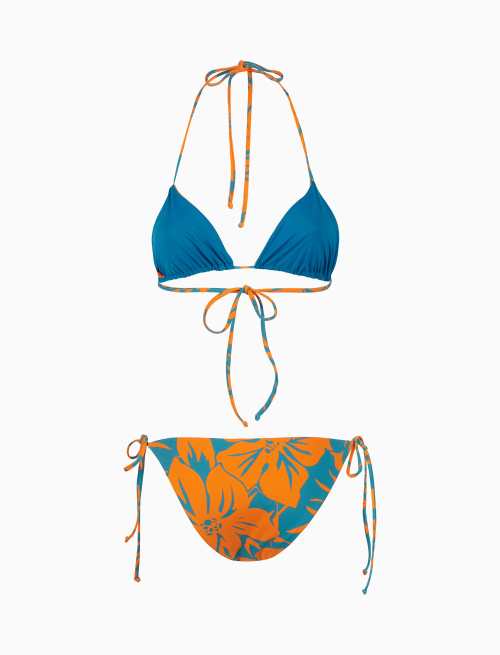 Bikini triangolo reversibile donna fantasia fiori arancio - Beachwear | Gallo 1927 - Official Online Shop
