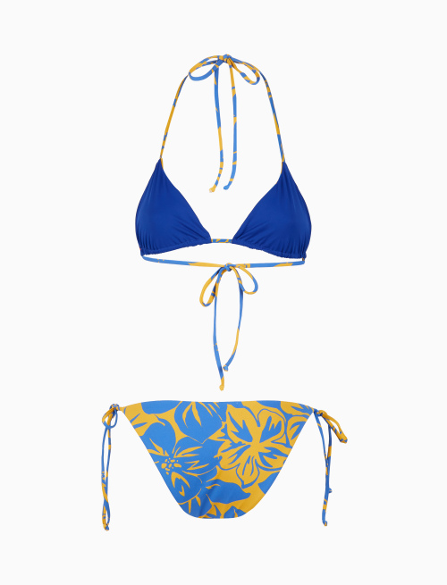 Bikini triangolo reversibile donna fantasia fiori giallo - Beachwear | Gallo 1927 - Official Online Shop