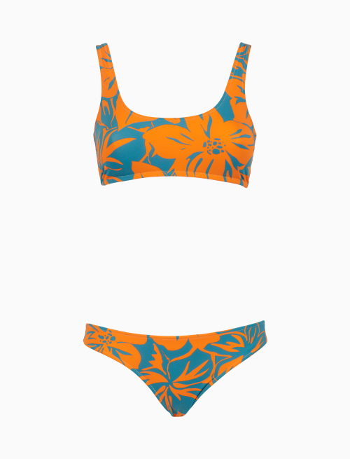 Bikini bralette donna fantasia fiori arancio - Beachwear | Gallo 1927 - Official Online Shop