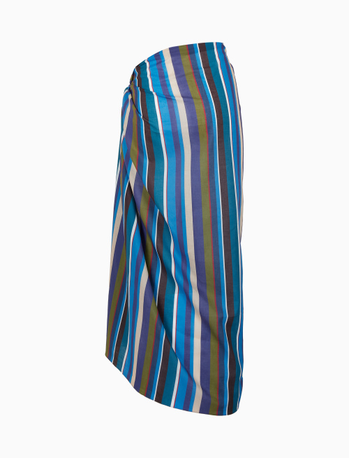Women's blue cotton pareo with multicolor stripes - Woman | Gallo 1927 - Official Online Shop