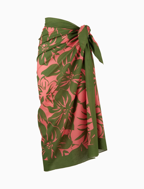 Women's pink cotton pareo with floral pattern - Woman | Gallo 1927 - Official Online Shop