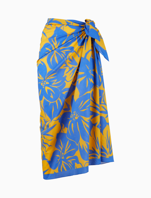 Women's yellow cotton pareo with floral pattern - Woman | Gallo 1927 - Official Online Shop