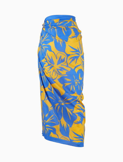 Women's yellow cotton pareo with floral pattern - Woman | Gallo 1927 - Official Online Shop