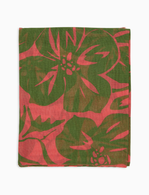 Sciarpa unisex cotone e lino fantasia fiori rosa - Sciarpe | Gallo 1927 - Official Online Shop