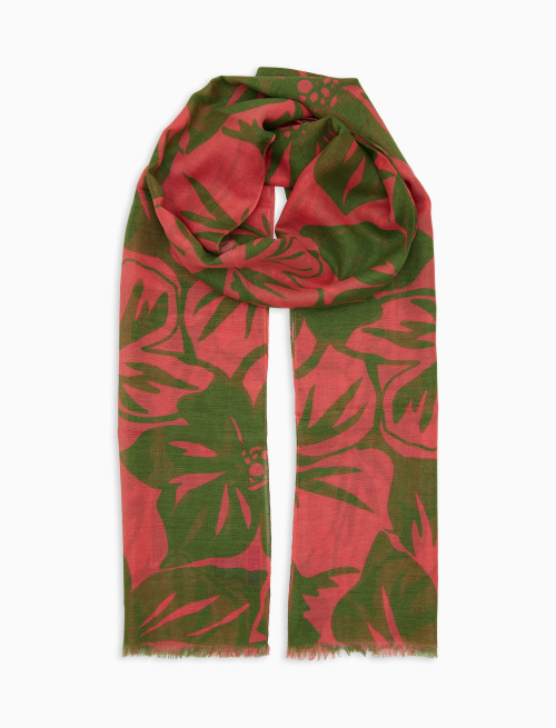 Sciarpa unisex cotone e lino fantasia fiori rosa - Sciarpe | Gallo 1927 - Official Online Shop