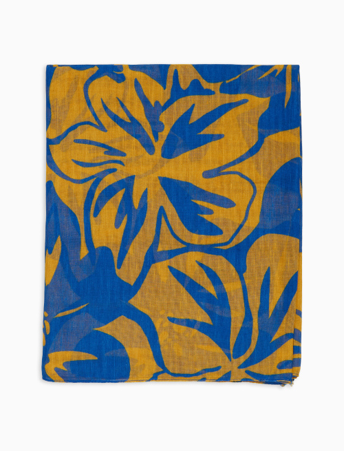 Sciarpa unisex cotone e lino fantasia fiori giallo - Sciarpe | Gallo 1927 - Official Online Shop