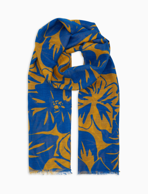 Sciarpa unisex cotone e lino fantasia fiori giallo - Sciarpe | Gallo 1927 - Official Online Shop