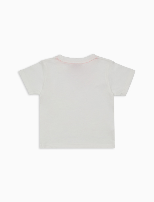 T-shirt girocollo bambino cotone tinta unita bianco con ricamo gelato - Abbigliamento Bambina | Gallo 1927 - Official Online Shop