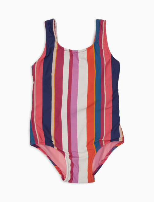 Costume intero bambina righe multicolor bianco - Beachwear | Gallo 1927 - Official Online Shop