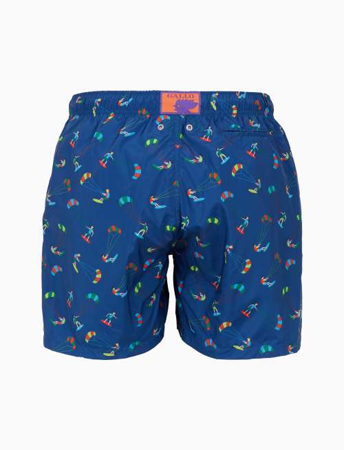 Men's blue swimming shorts with kite surf pattern - Man | Gallo 1927 - Official Online Shop