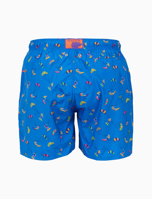 Men's light blue swimming shorts with kite surf pattern - Man | Gallo 1927 - Official Online Shop