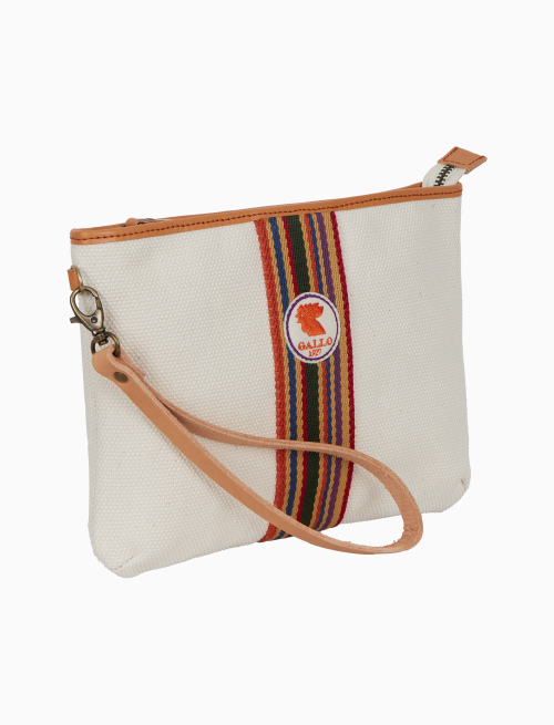 Bustina piatta unisex in canvas di cotone tinta unita bianco - Donna | Gallo 1927 - Official Online Shop