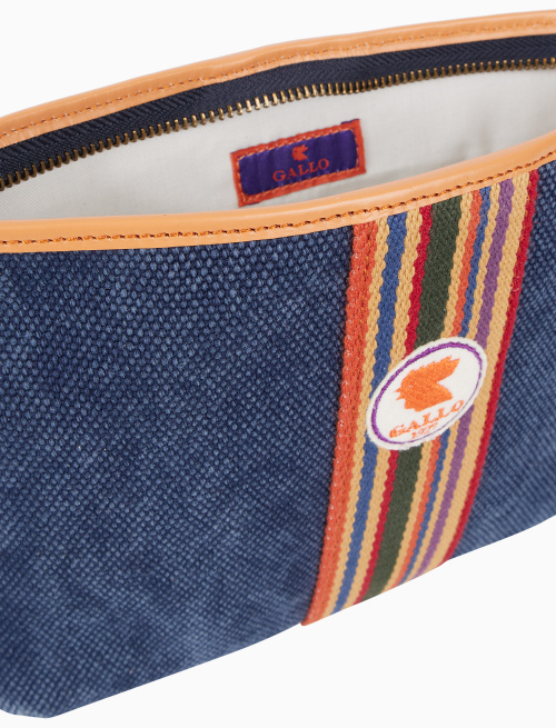 Bustina piatta unisex in canvas di cotone tinta unita blu - Donna | Gallo 1927 - Official Online Shop