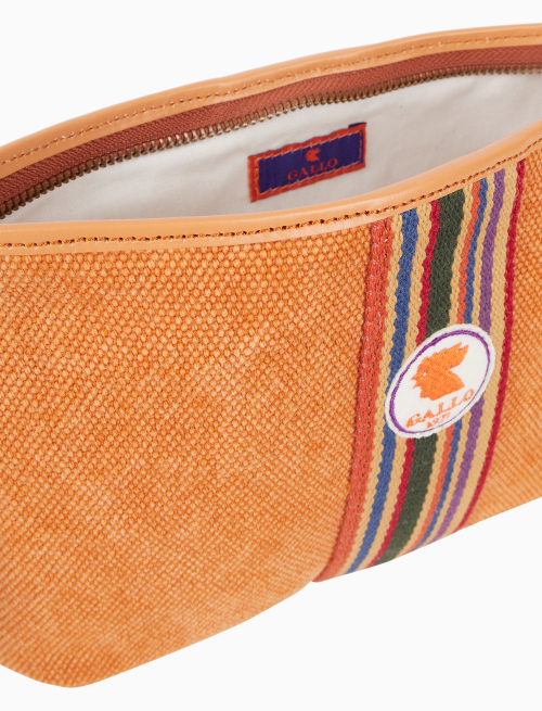 Bustina piatta unisex in canvas di cotone tinta unita arancio - Donna | Gallo 1927 - Official Online Shop