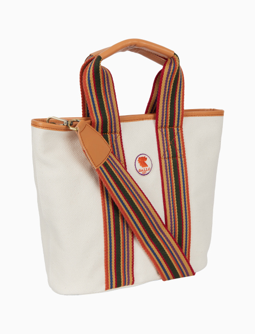 Mini tote bag donna in canvas di cotone tinta unita bianco - Donna | Gallo 1927 - Official Online Shop
