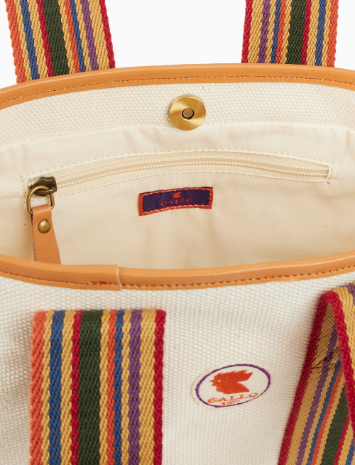 Mini tote bag donna in canvas di cotone tinta unita bianco - Donna | Gallo 1927 - Official Online Shop