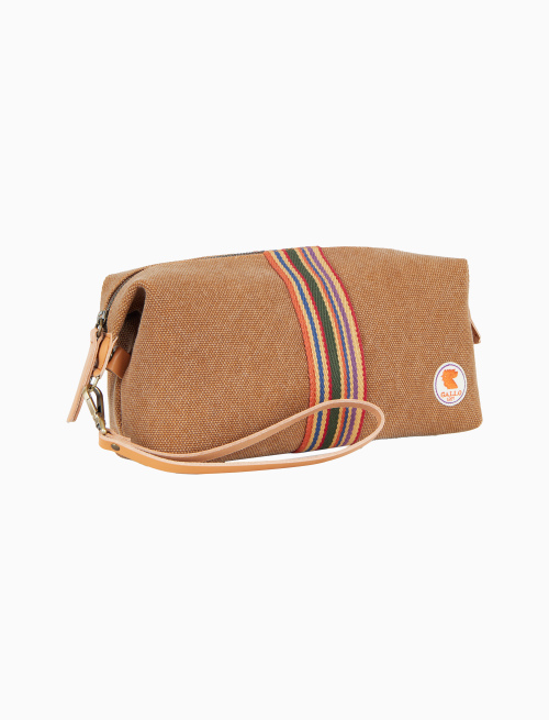 Beauty unisex in canvas di cotone beige tinta unita - Accessori | Gallo 1927 - Official Online Shop
