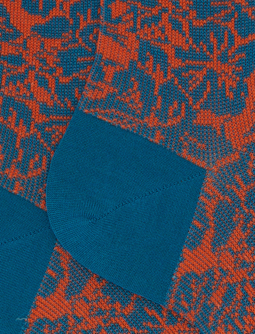 Women's orange short cotton socks with floral pattern - Short | Gallo 1927 - Official Online Shop
