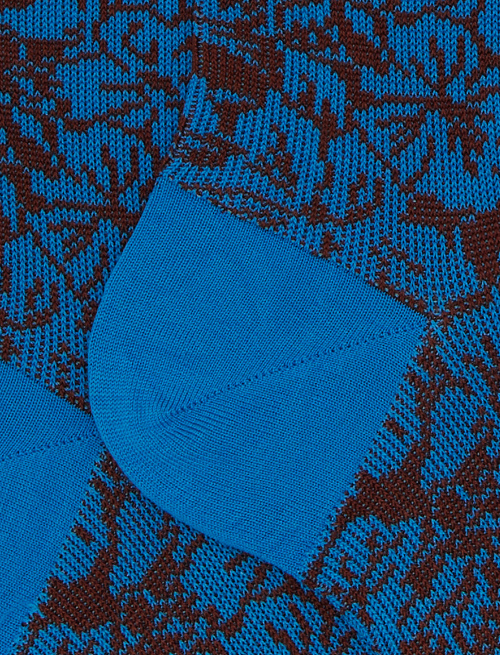 Women's light blue short cotton socks with floral pattern - Short | Gallo 1927 - Official Online Shop
