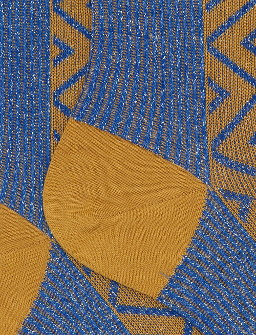 Calze corte donna cotone fantasia coste e rombi effetto scintillante giallo - Corte | Gallo 1927 - Official Online Shop