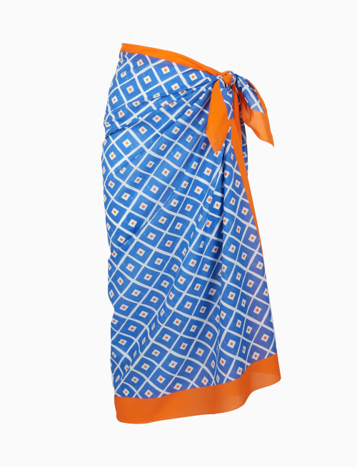 Pareo donna cotone fantasia rombi blu - Donna | Gallo 1927 - Official Online Shop