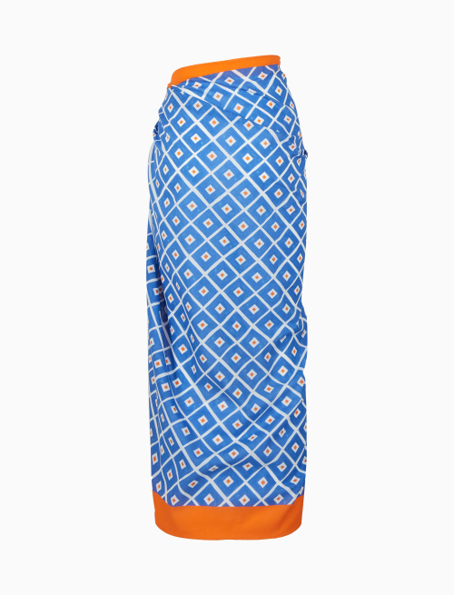 Pareo donna cotone fantasia rombi blu - Donna | Gallo 1927 - Official Online Shop
