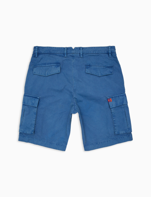 Bermuda cargo uomo cotone tinto capo tinta unita blu - Shorts | Gallo 1927 - Official Online Shop