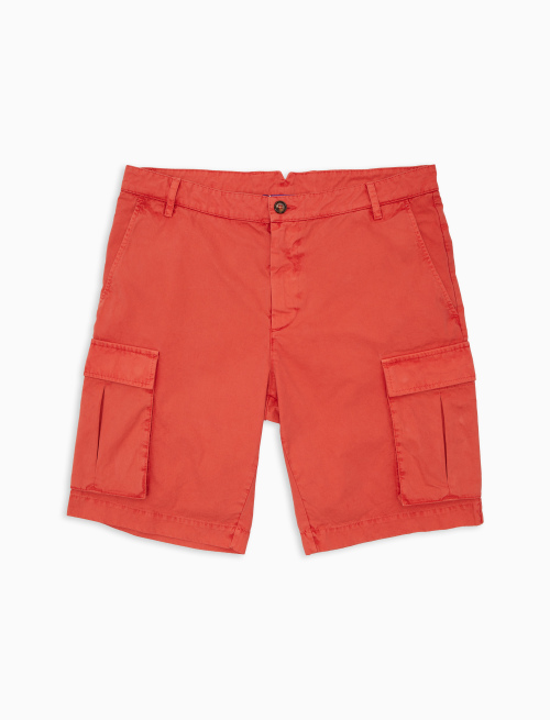 Bermuda cargo uomo cotone tinto capo tinta unita rosso - Shorts | Gallo 1927 - Official Online Shop