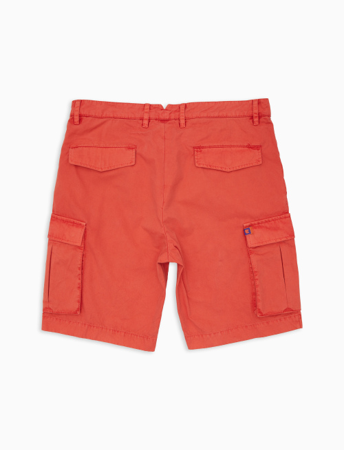 Bermuda cargo uomo cotone tinto capo tinta unita rosso - Shorts | Gallo 1927 - Official Online Shop