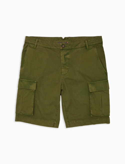 Bermuda cargo uomo cotone tinto capo tinta unita verde - Shorts | Gallo 1927 - Official Online Shop