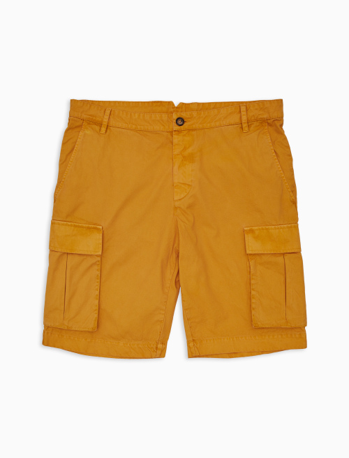 Bermuda cargo uomo cotone tinto capo tinta unita giallo - Shorts | Gallo 1927 - Official Online Shop