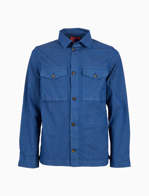 Overshirt unisex cotone tinto capo tinta unita blu - TEST | Gallo 1927 - Official Online Shop