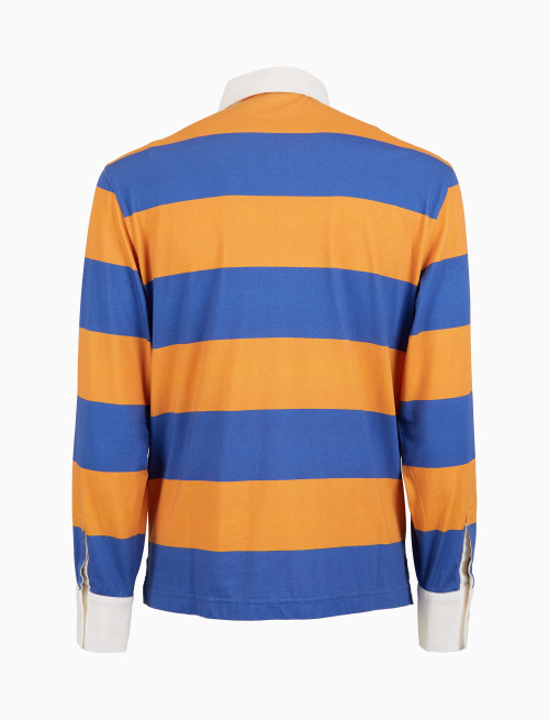 Polo rugby uomo cotone righe bicolore giallo e blu con inserti camicia - Polo | Gallo 1927 - Official Online Shop