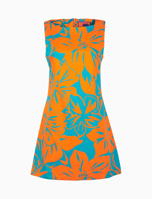 Abito corto senza maniche donna cotone fantasia fiori arancio - Vestiti | Gallo 1927 - Official Online Shop
