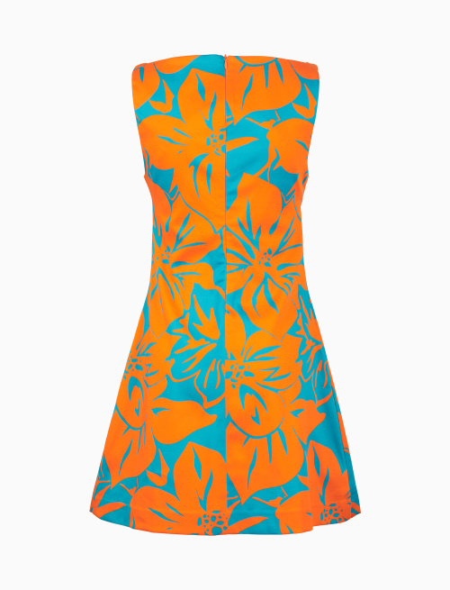Abito corto senza maniche donna cotone fantasia fiori arancio - Vestiti | Gallo 1927 - Official Online Shop