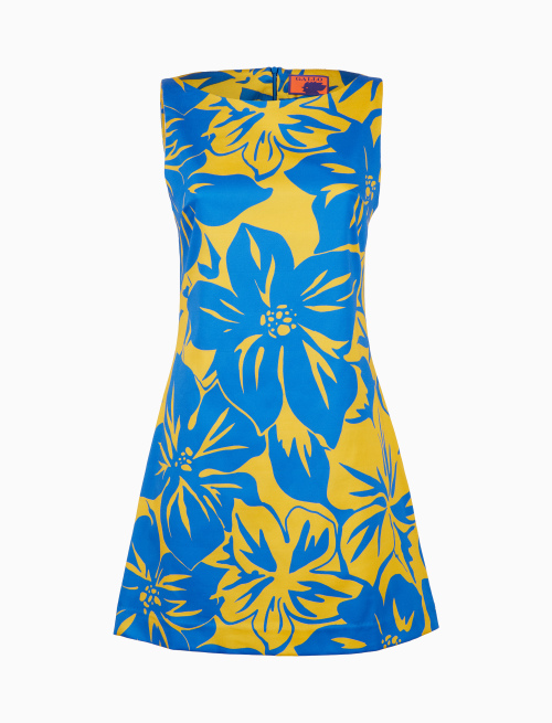 Abito corto senza maniche donna cotone fantasia fiori giallo - Vestiti | Gallo 1927 - Official Online Shop