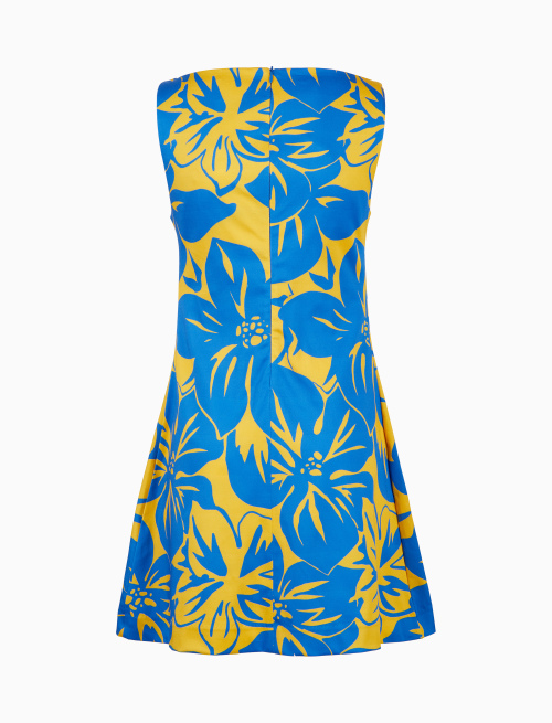 Abito corto senza maniche donna cotone fantasia fiori giallo - Vestiti | Gallo 1927 - Official Online Shop