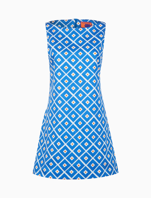 Abito corto senza maniche donna cotone fantasia rombi blu - Abbigliamento | Gallo 1927 - Official Online Shop