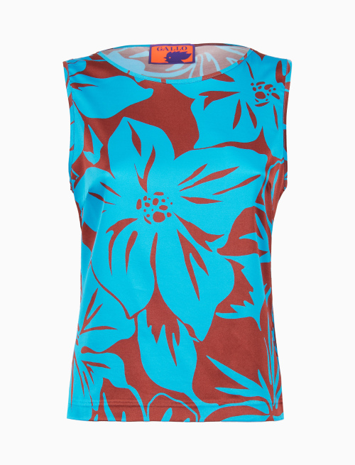 Women's light blue sleeveless top with floral pattern - Clothing | Gallo 1927 - Official Online Shop