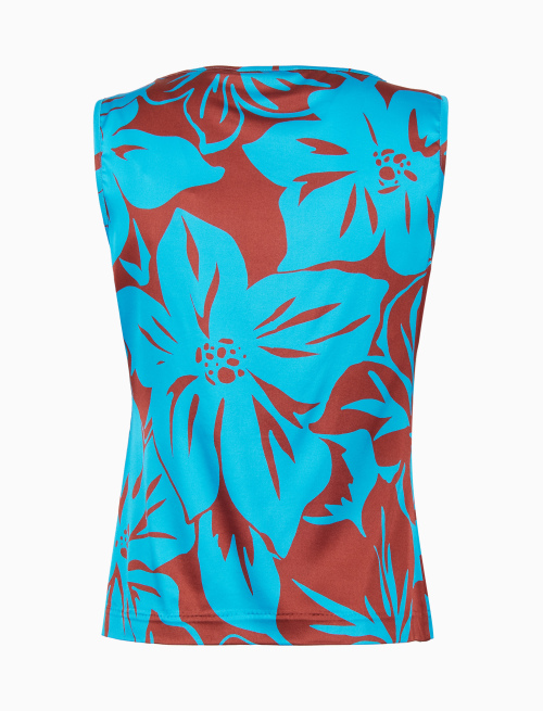 Women's light blue sleeveless top with floral pattern - Clothing | Gallo 1927 - Official Online Shop